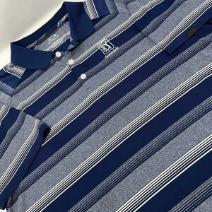 Oakley Hydrolix Golf Polo Shirt Men's Large Blue Striped Stretch TPC Scottsdale